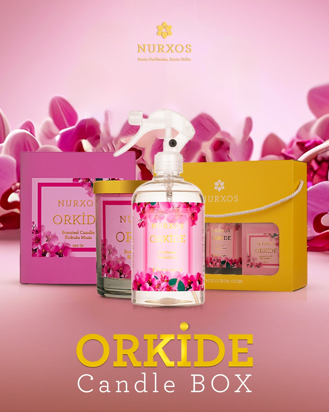 NURXOS Ev Kokusu شمعة الأوركيد